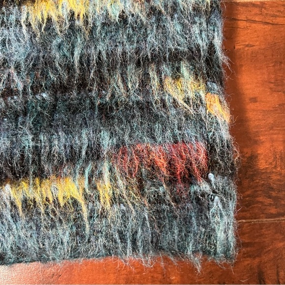 ANTHROPOLOGIE Maeve Feathered Wool Mini Pencil Skirt Fuzzy Blue Motif Size 0 - Picture 6 of 13